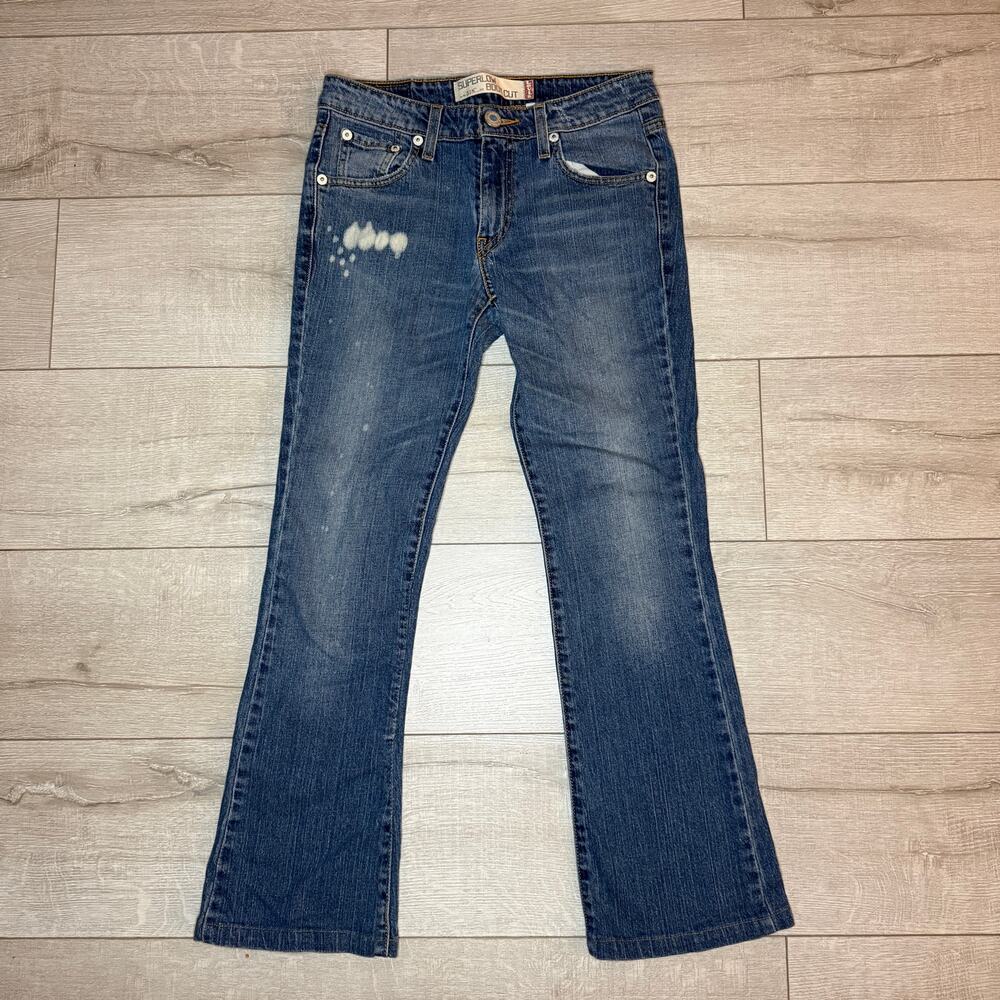 Vintage Levi's 518 Superlow Bootcut Womens Jeans Bleached Distressed Y2K Size 5M